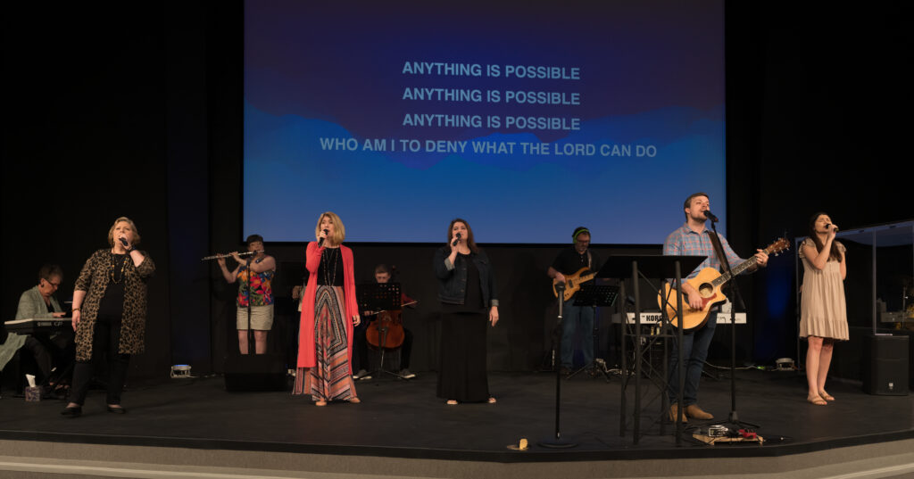 Worship team singing